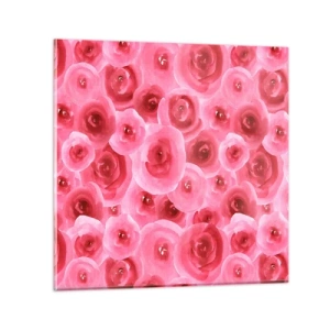 Quadro em vidro - Rosas acima e abaixo - 50x50 cm