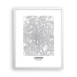 Pôster em moldura branca - Mapa do labirinto de Londres - 40x50 cm