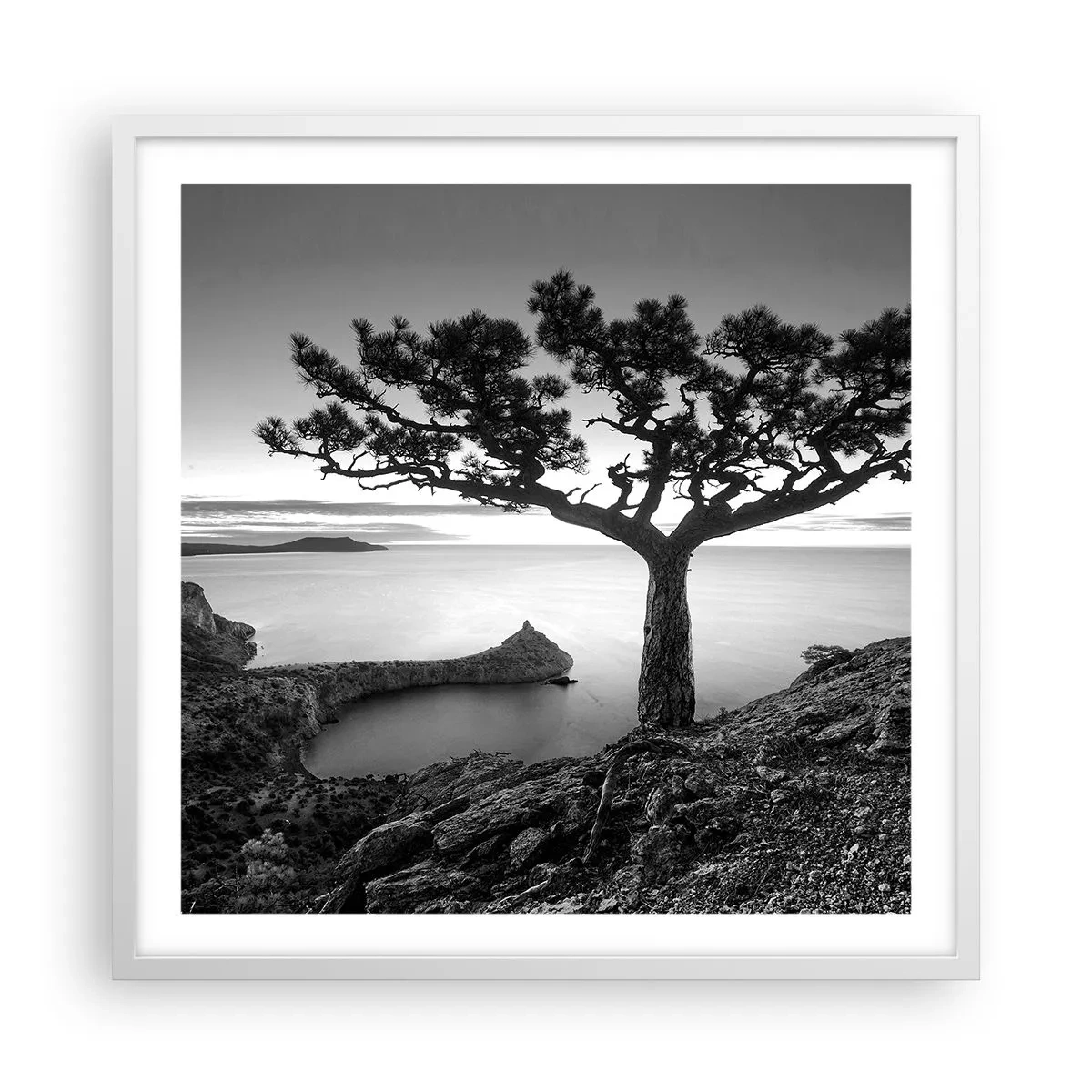 Pôster em moldura branca - Paz até ao horizonte - 60x60 cm