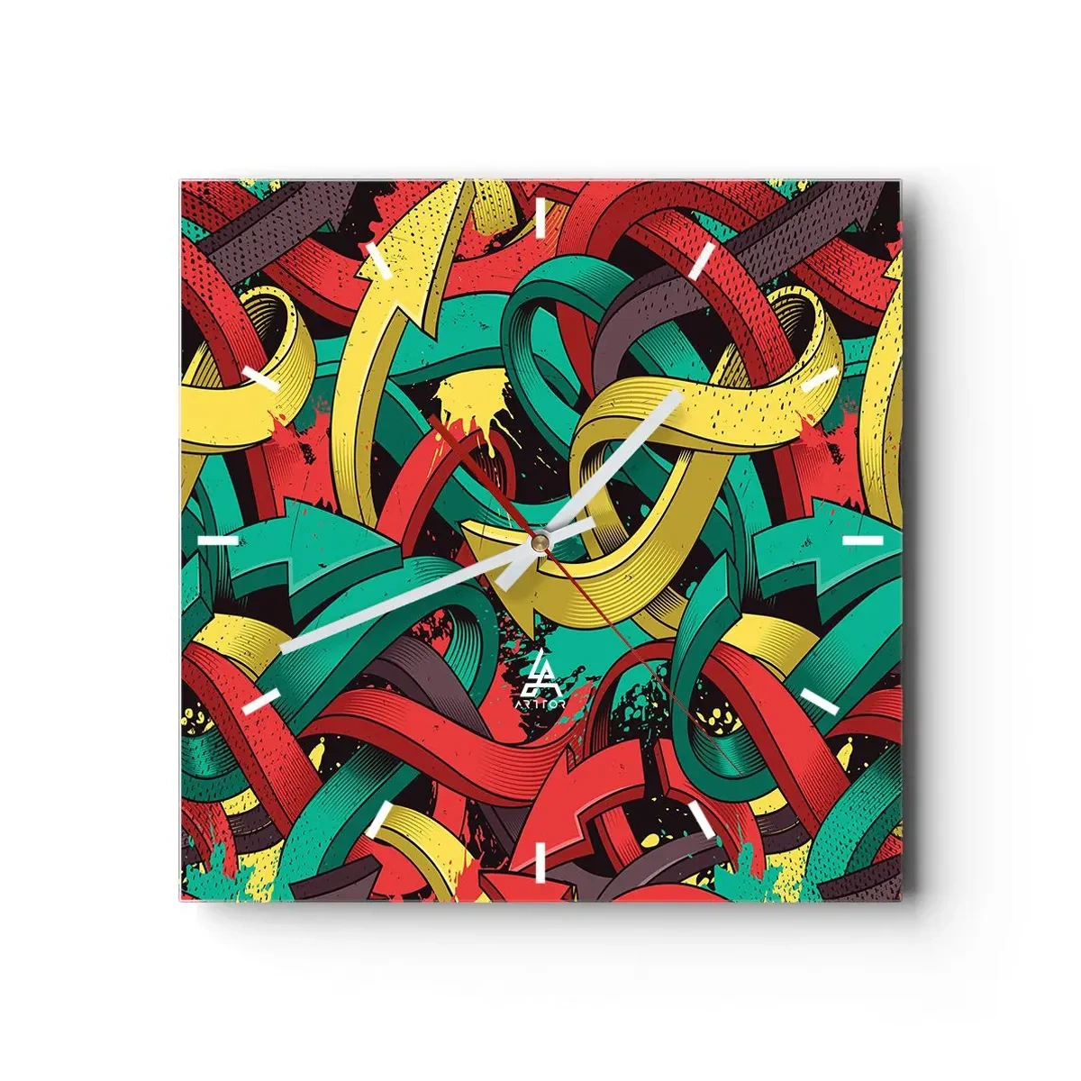 Relógio de parede - Relógio em vidro - Qual o caminho para o destino? - 40x40 cm