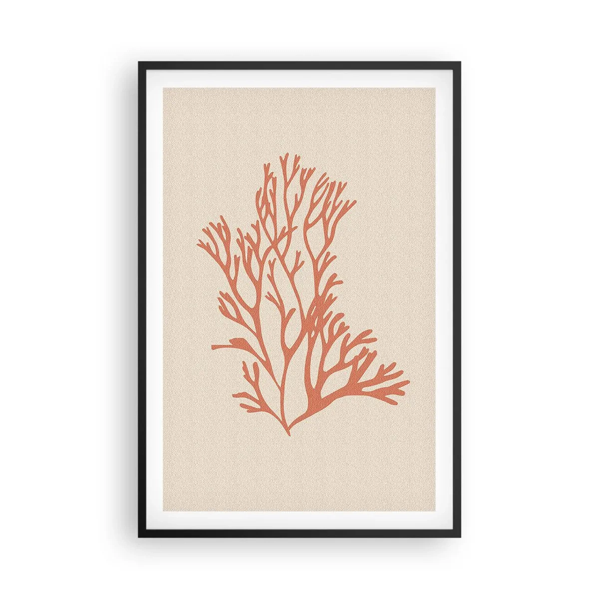 Pôster com moldura preta - Filigrana coral - 61x91 cm