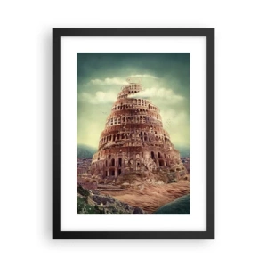 Pôster com moldura preta - Torre de babel - 30x40 cm