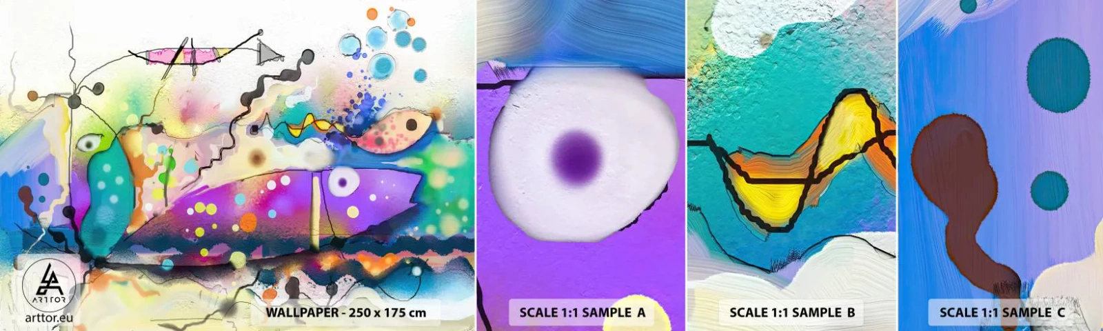 Amostra de Papel de Parede Standard Eco - Sem palavras! - Abstração, Peixe, Gráficos - 100x30 cm