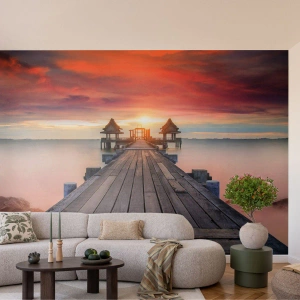 Papel de parede personalizado Premium Sand - De oeste para leste - Paisagem, Cais de madeira, Mar