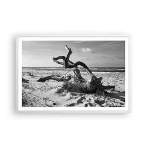 Pôster em moldura branca - Escultura do mar - 91x61 cm