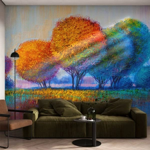Papel de Parede Standard Eco - Um amontoado de cores lascivas - Abstração, Paisagem, Árvores - 400x280 cm