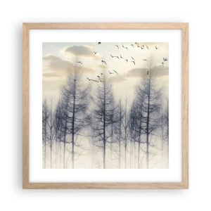 Pôster com moldura de carvalho claro - Espíritos florestais - 40x40 cm