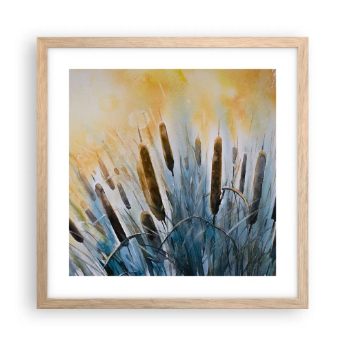 Pôster com moldura de carvalho claro - O frio da água, o calor do sol - 40x40 cm
