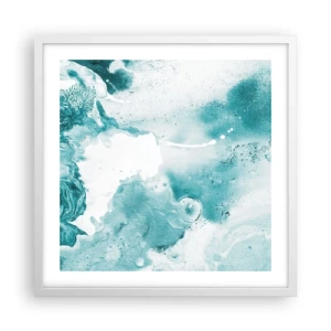 Pôster em moldura branca - Inundado em azul - 50x50 cm