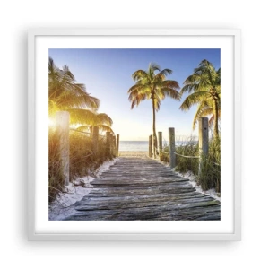 Pôster em moldura branca - Direto para o paraíso - 50x50 cm