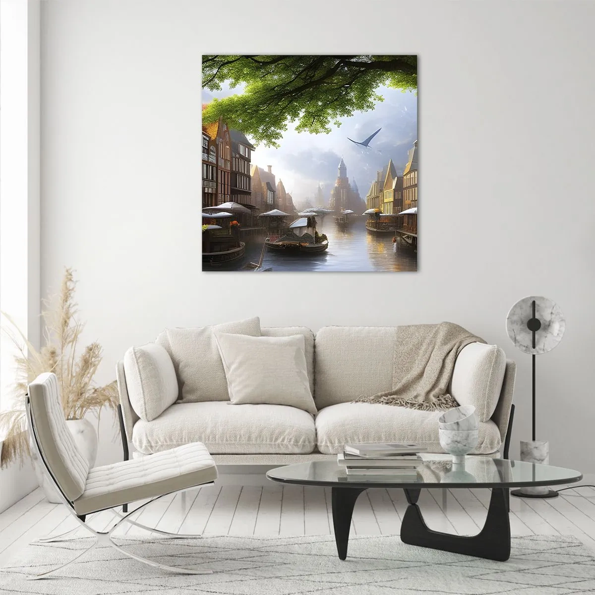 Quadro em vidro - Paisagem urbana holandesa - 50x50 cm