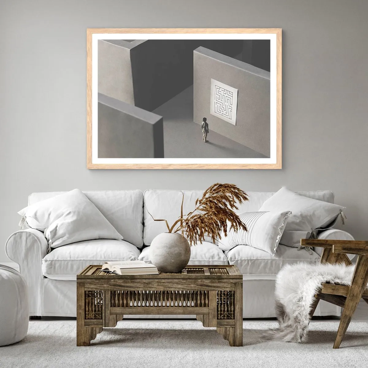 Pôster com moldura de carvalho claro - Mas onde estou? - 100x70 cm