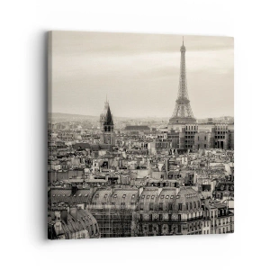 Quadro em tela - Sobre os telhados de Paris - 30x30 cm