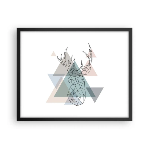 Pôster com moldura preta - Numa floresta geométrica - 50x40 cm