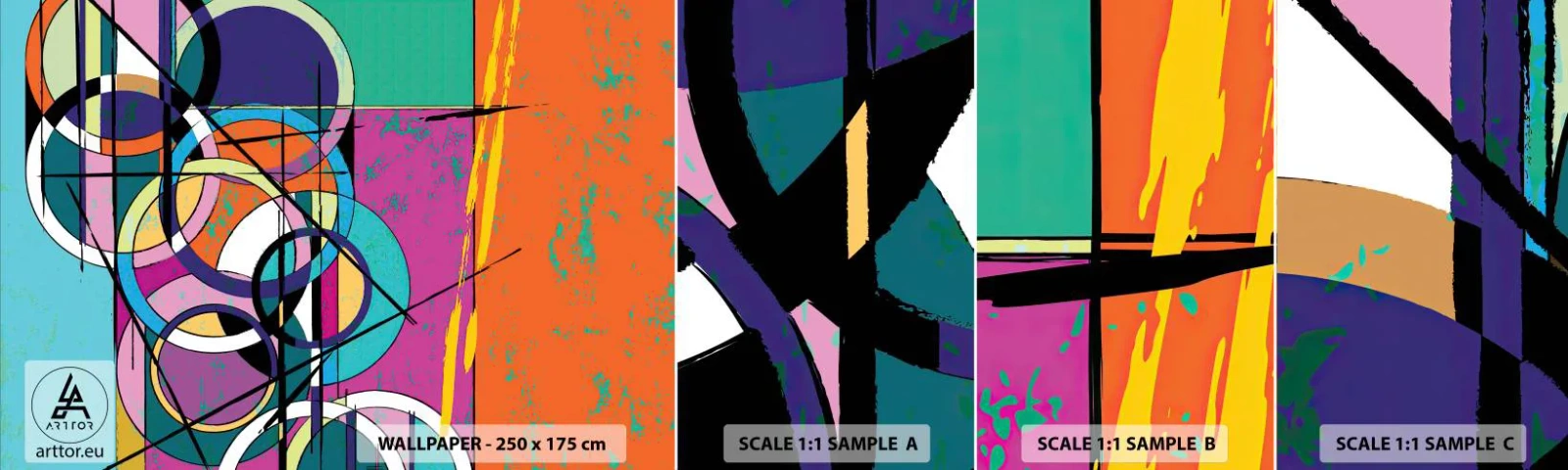 Amostra de Papel de Parede Standard Eco - Círculo entre círculos - Abstração, Pedaço, Gráficos - 100x30 cm