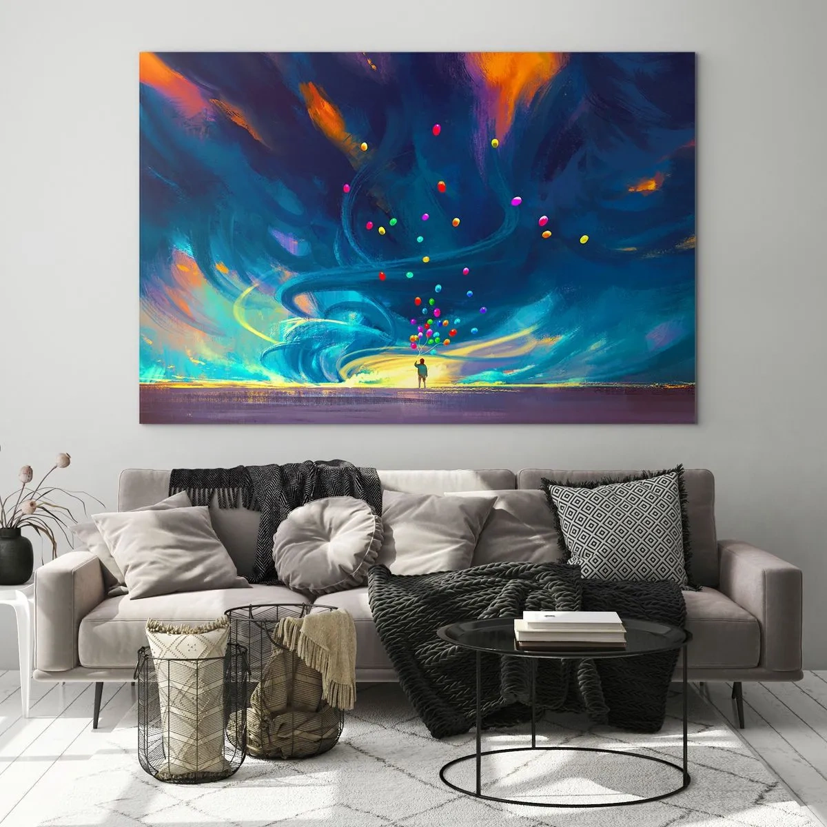 Quadro em vidro - Ao vento azul - 120x80 cm