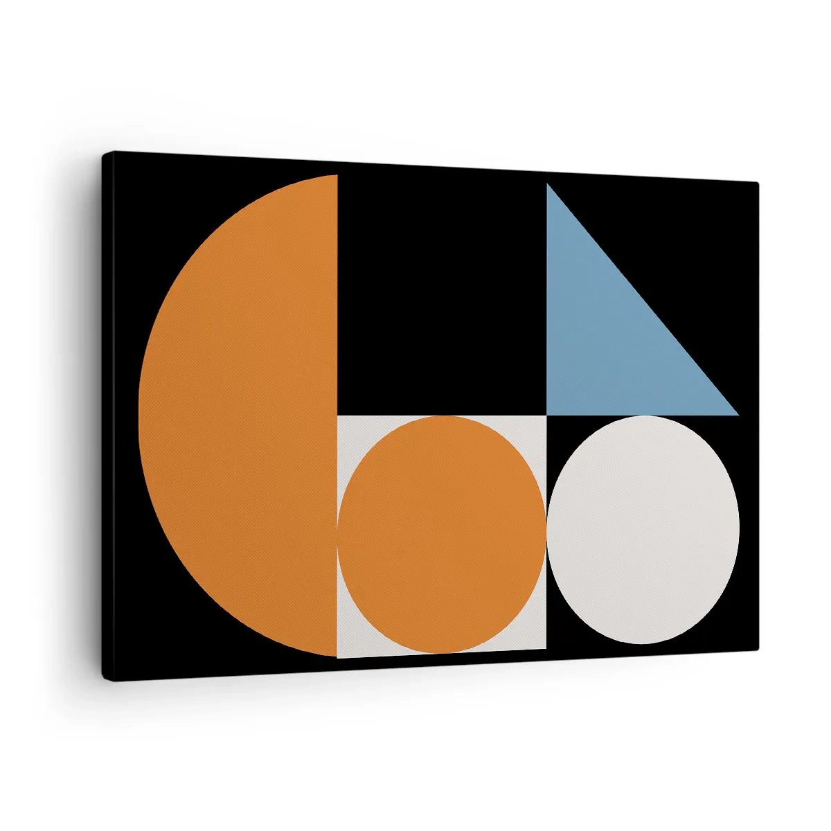 Quadro em tela - Padrão geométrico com formas coloridas em um fundo preto - 70x50cm - Disposição das figuras - Decoração de parede moderna para a sala de estar e quarto ARTTOR