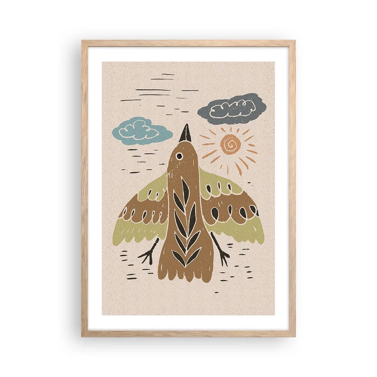 Pôster com moldura de carvalho claro - Bom vôo - 50x70 cm