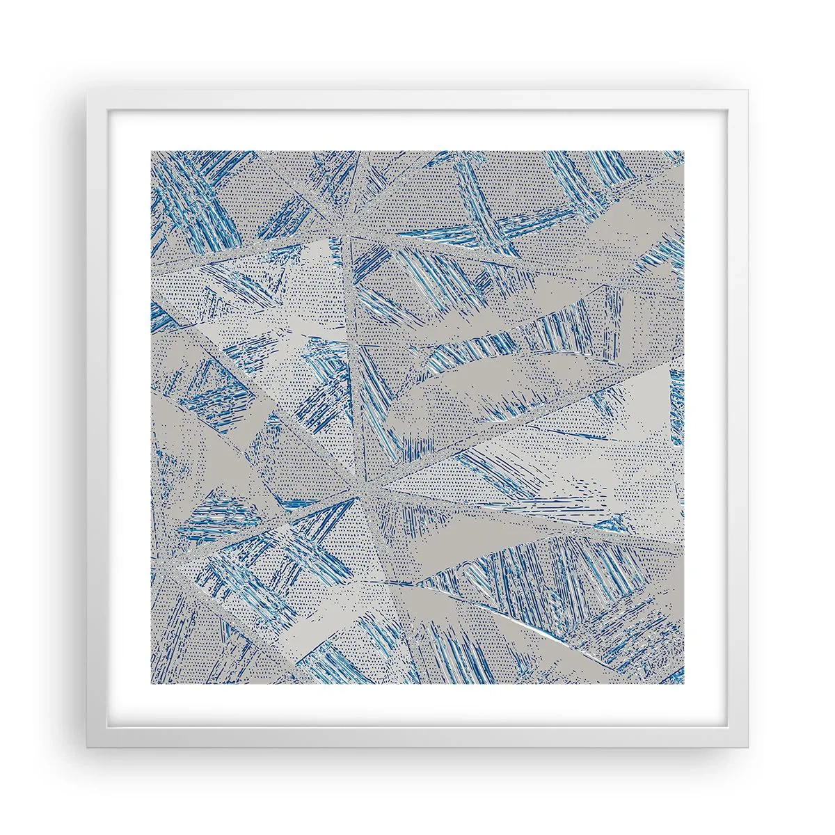 Pôster em moldura branca - Em um labirinto azul e cinza - 50x50 cm
