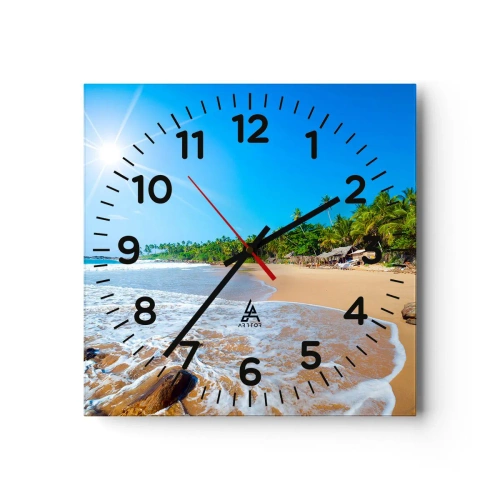 Relógio de parede - Relógio em vidro - Um lugar exótico para si - 40x40 cm