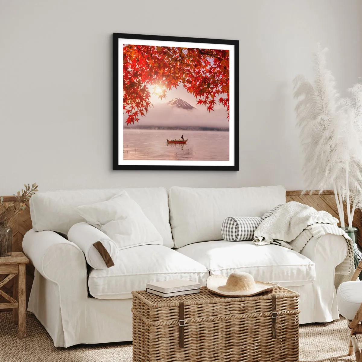 Pôster com moldura preta - No clima japonês - 60x60 cm