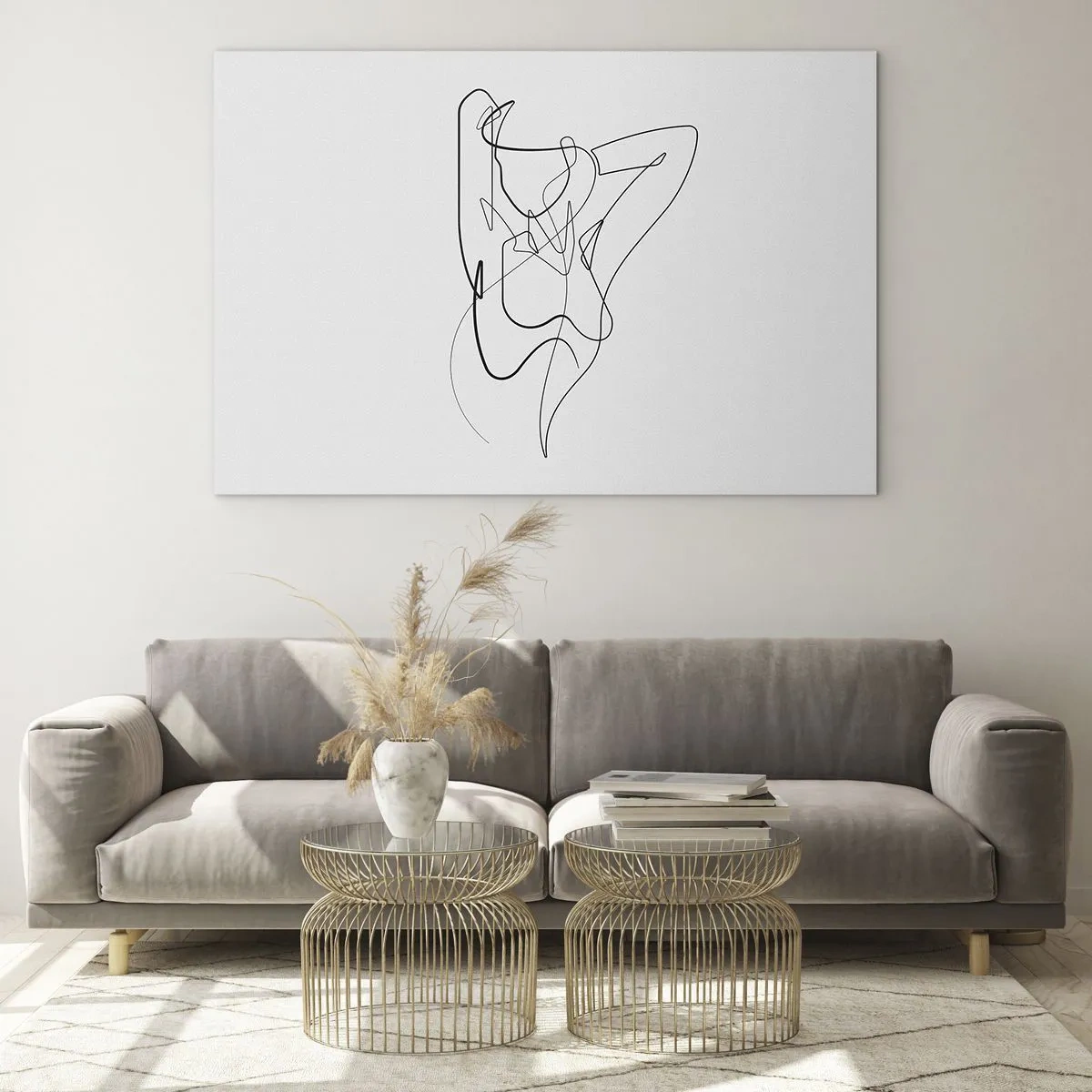 Quadro em vidro - Uma silhueta feminina desenhada com uma única linha sobre um fundo branco - 70x50cm - Que tipo de pessoa é realmente... - Decoração de parede moderna para a sala de estar e quarto ARTTOR