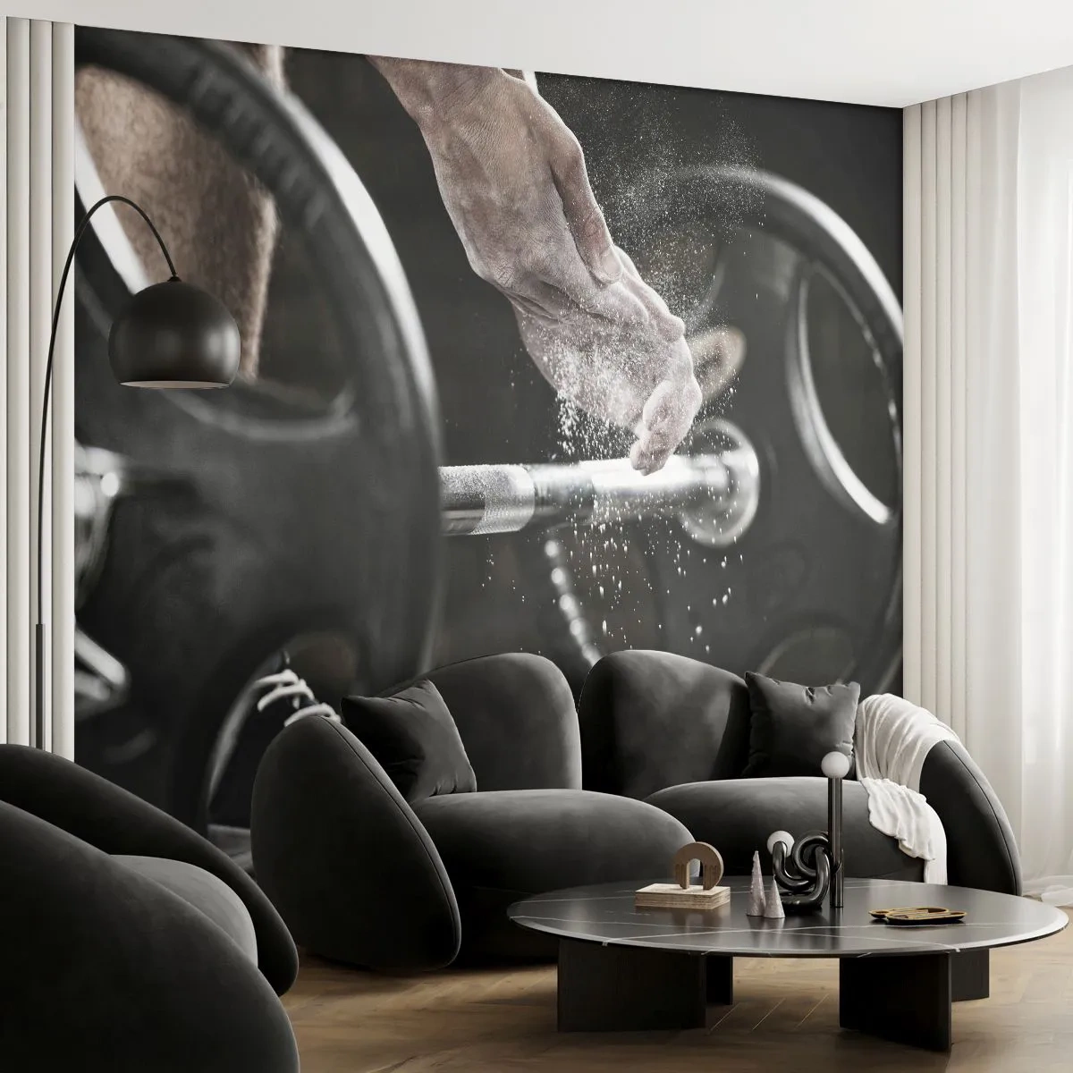 Papel de Parede Premium Canvas - Desafio aceite! - Esporte, Academia, Levantamento de peso - 250x175 cm