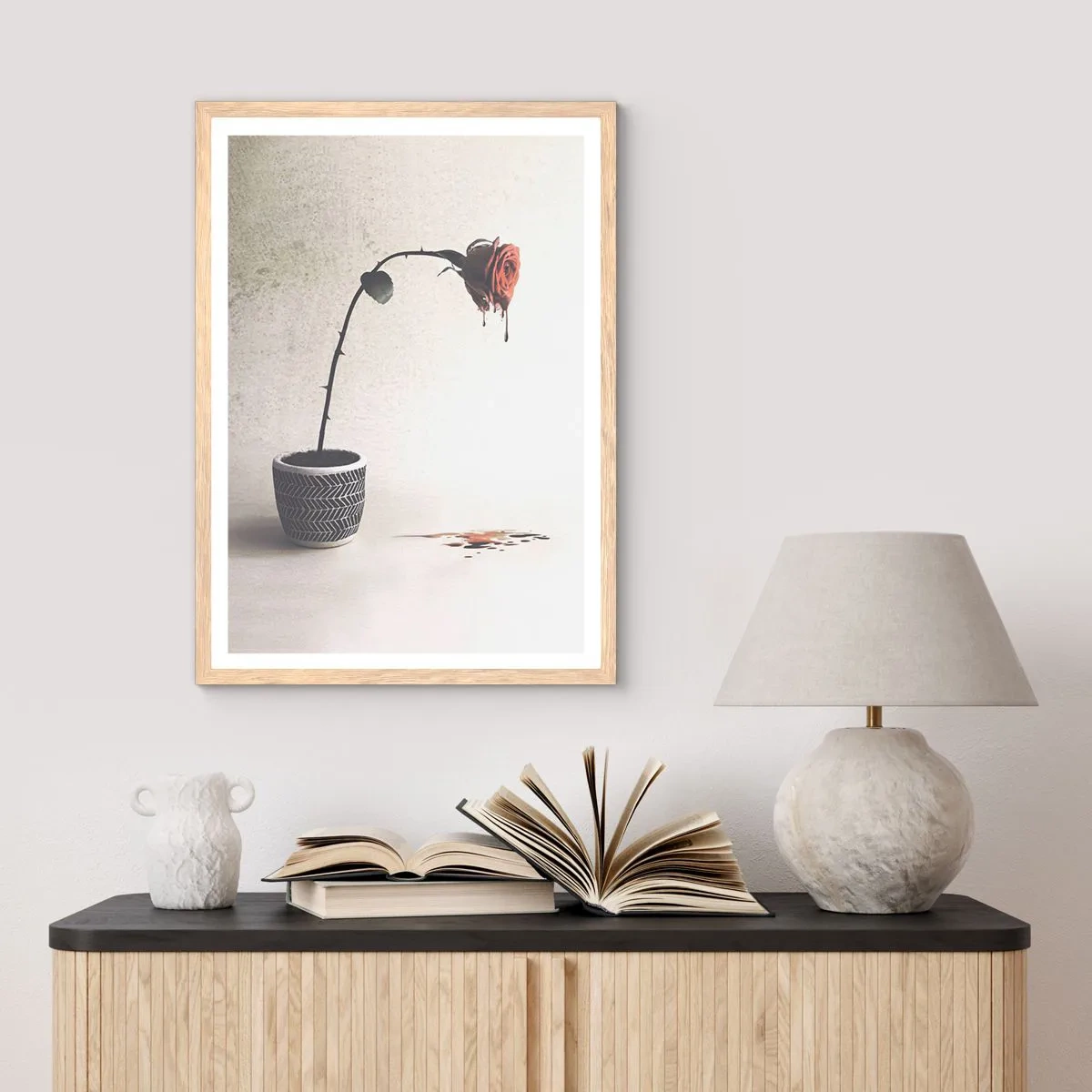 Pôster com moldura de carvalho claro - Rosa dolorosa - 70x100 cm