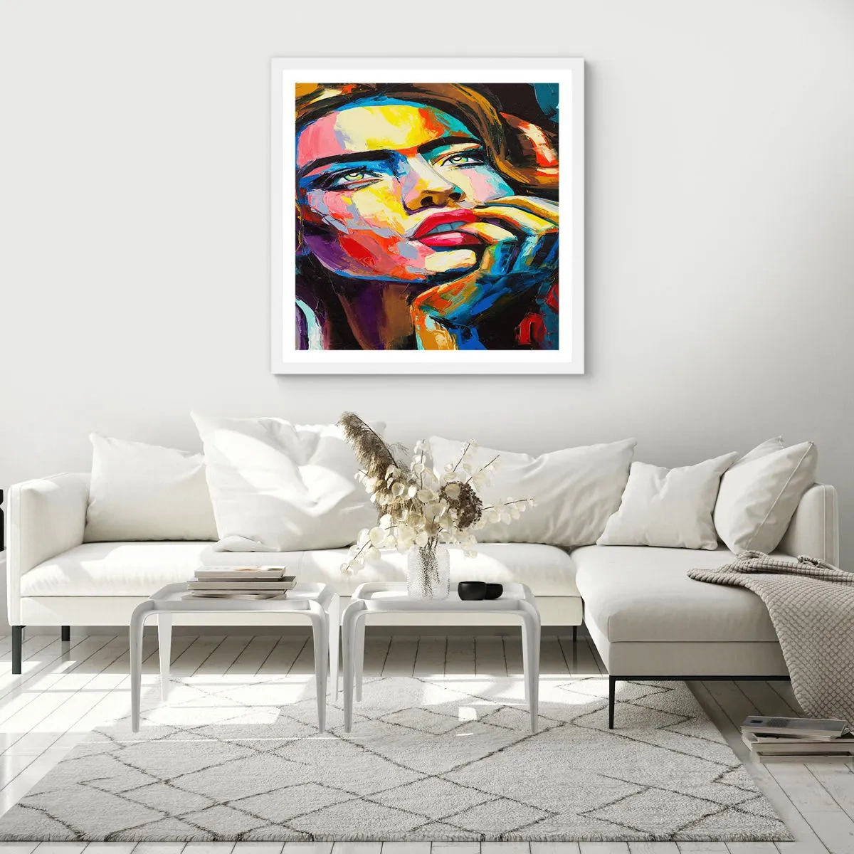 Pôster em moldura branca - Sonhos como pássaros voando no céu - 30x30 cm