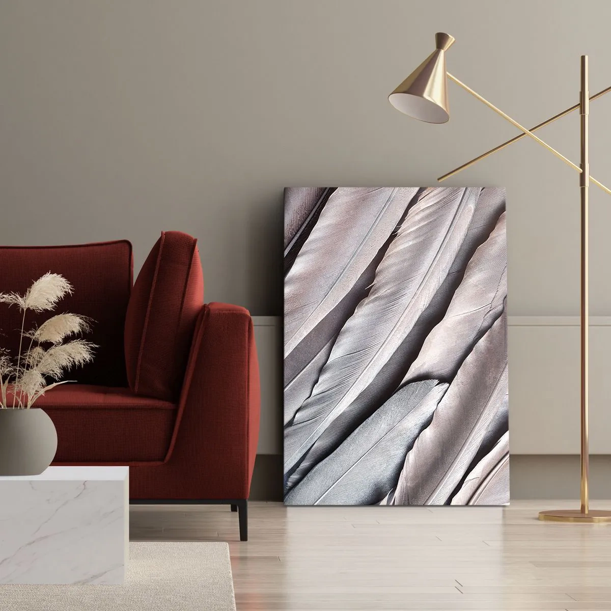 Quadro em tela - Em prateado rosa - 55x100 cm