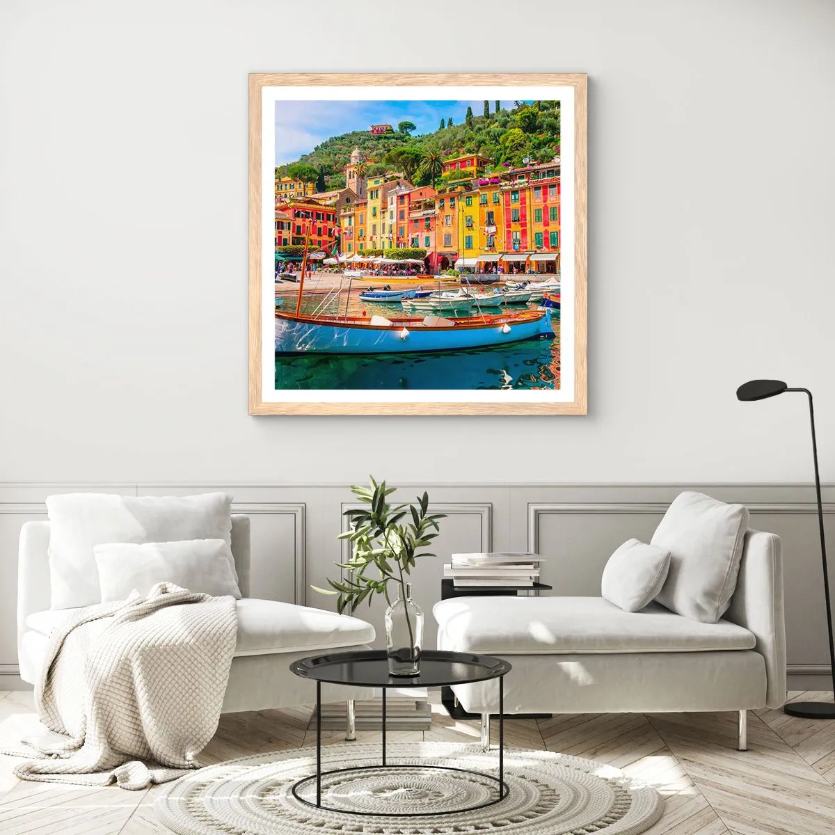 Pôster com moldura de carvalho claro - Manhã italiana - 50x50 cm