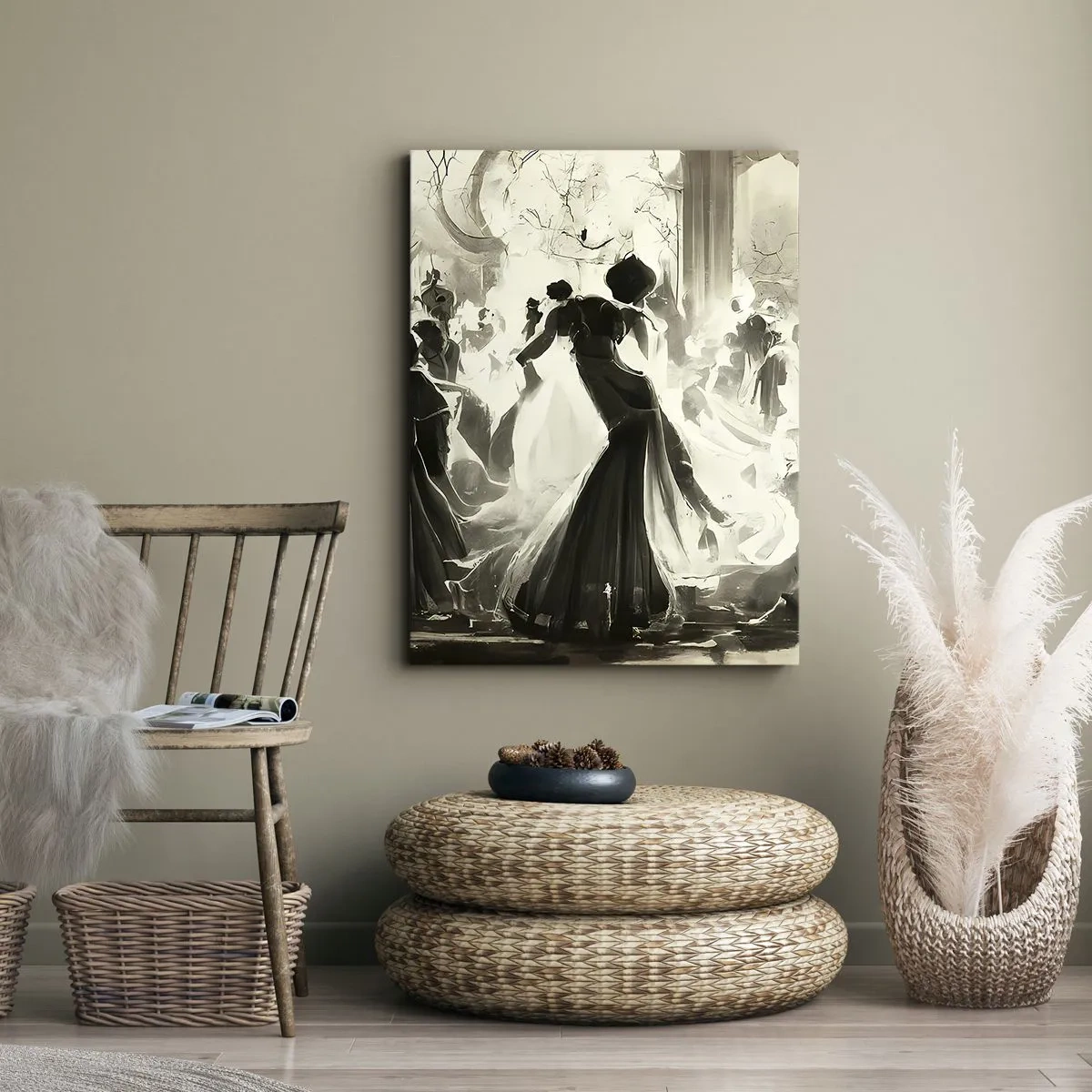 Quadro em tela - O grande baile de máscaras - 65x120 cm