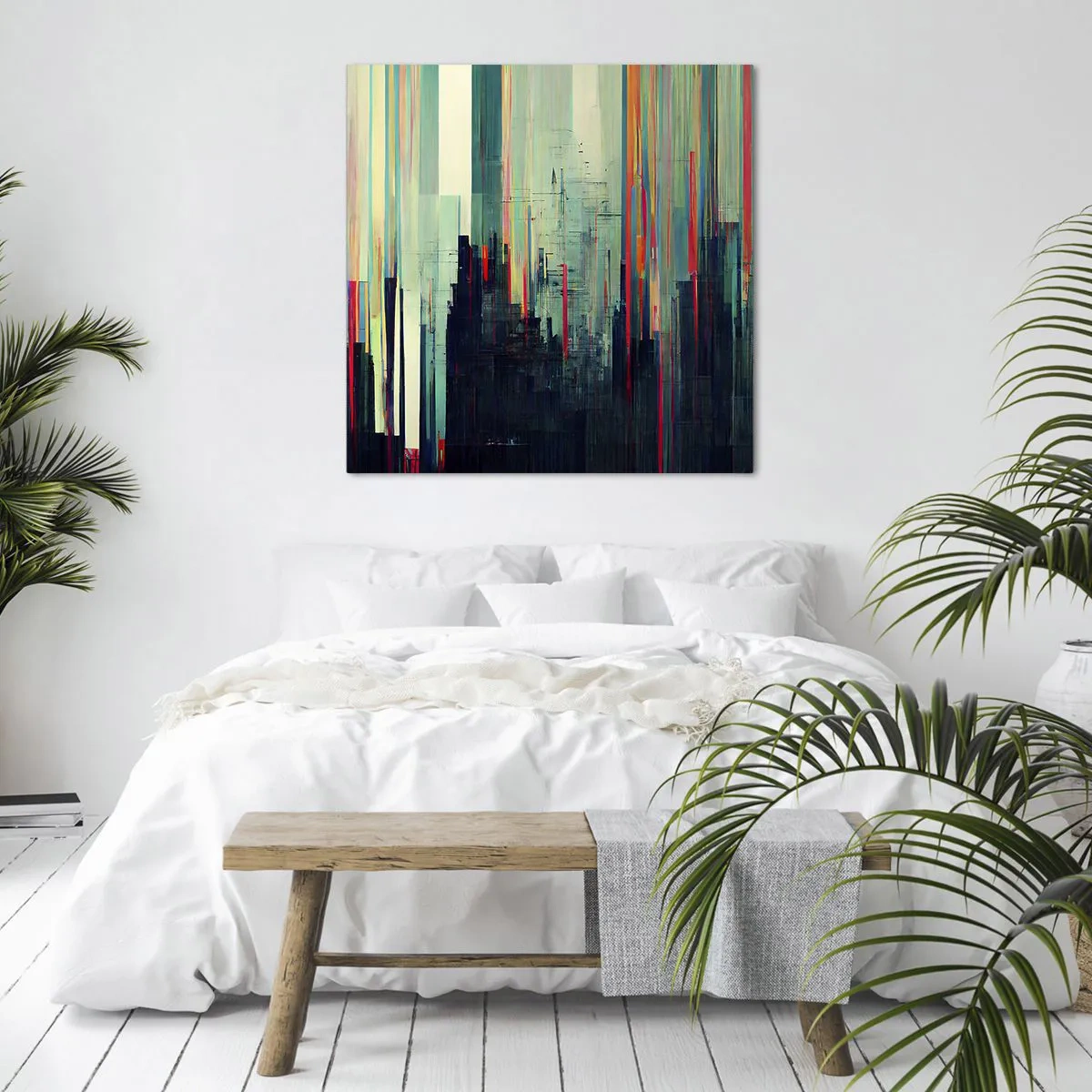 Quadro em tela - Cidade futurista - 30x30 cm