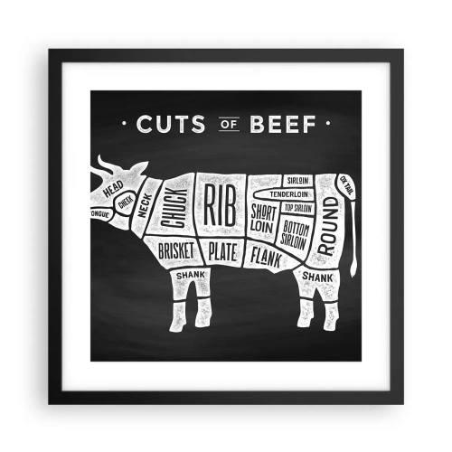 Pôster com moldura preta - Cartilha do talhante - 40x40 cm