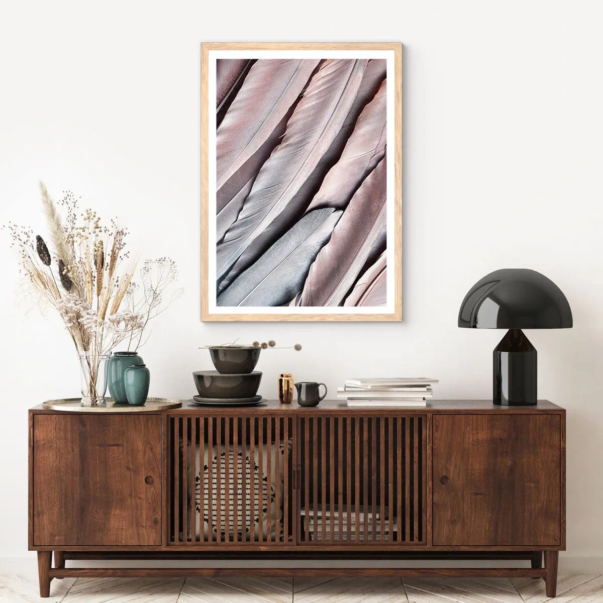 Pôster com moldura de carvalho claro - Em prateado rosa - 50x70 cm