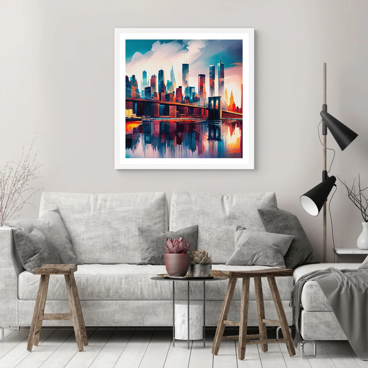 Pôster em moldura branca - Nova York dos sonhos - 40x40 cm