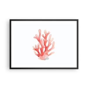 Pôster com moldura preta - Coral de cor coral - 70x50 cm