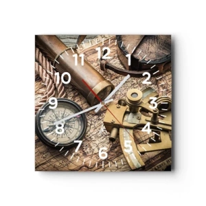 Relógio de parede - Relógio em vidro - Definir um rumo - 40x40 cm