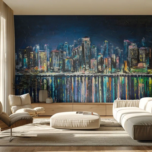 Papel de parede personalizado Premium Sand - Cascata de luzes - Cidade, Arquitetura, Rio