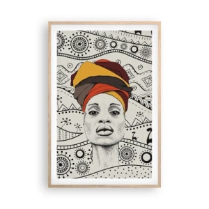 Pôster com moldura de carvalho claro - Retrato africano - 61x91 cm