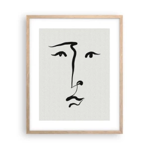 Pôster com moldura de carvalho claro - Retrato com uma linha - 40x50 cm