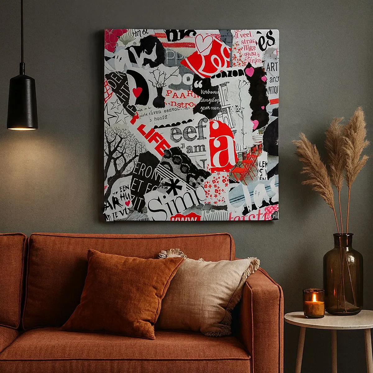 Quadro em tela - Colagem hipster - 30x30 cm