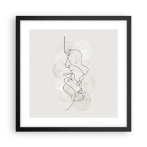 Pôster com moldura preta - Emaranhados num abraço - 40x40 cm