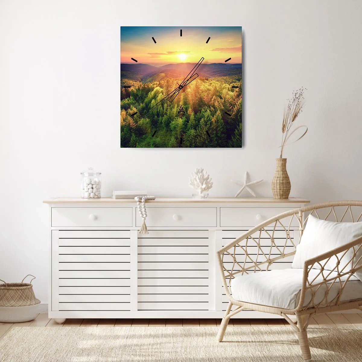 Relógio de parede - Relógio em vidro - Picos e cumes - 30x30 cm