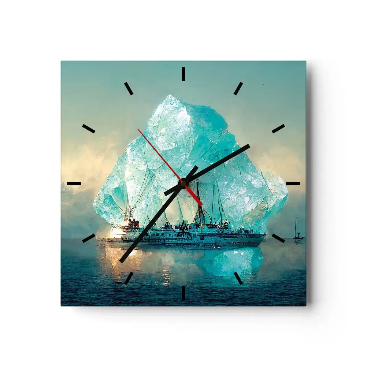 Relógio de parede - Relógio em vidro - Diamante Ártico - 40x40 cm
