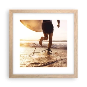 Pôster com moldura de carvalho claro - Encontro das ondas - 30x30 cm