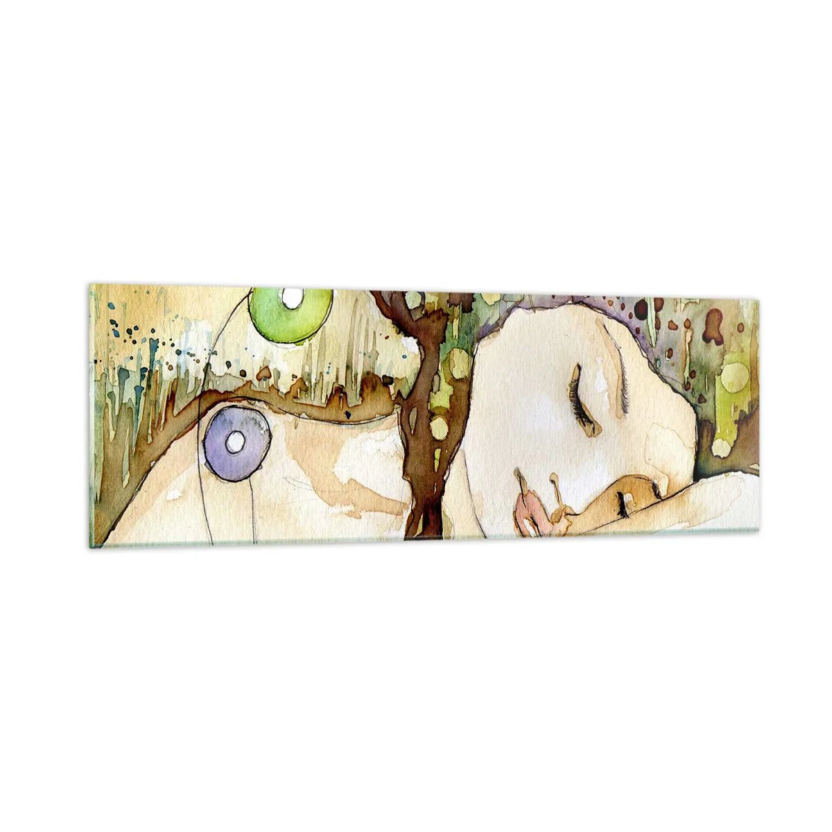 Quadro em vidro - Um sonho Violeta Esmeralda - 90x30 cm