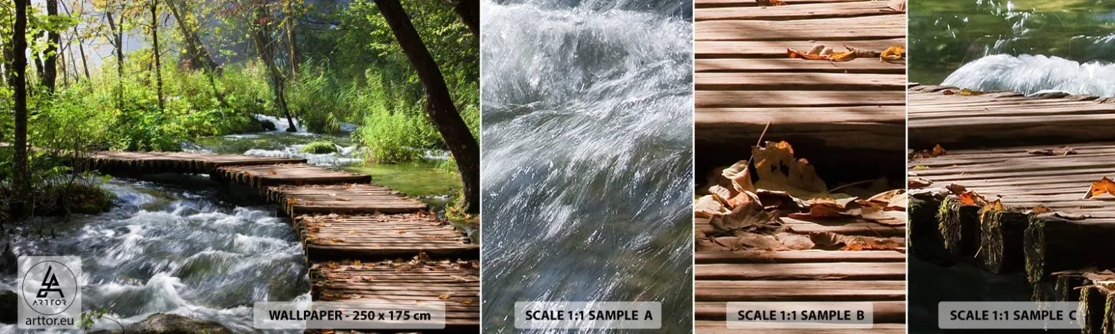 Amostra de Papel de Parede Standard Eco - Sobre a cascata espumosa - Paisagem, Croácia, Natureza - 100x30 cm