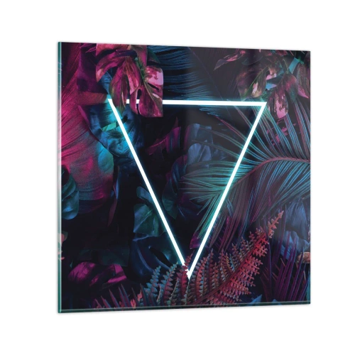 Quadro em vidro - Jardim estilo discoteca - 40x40 cm