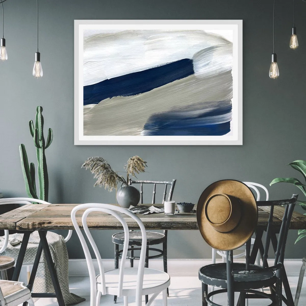 Pôster em moldura branca - Encontro com a brancura - 70x50 cm